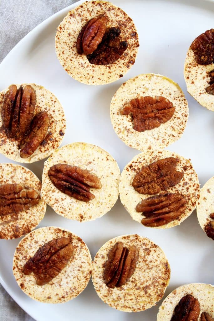 overhead-shot-of-pumpkin-spice-fat-bombs-on-white-plate