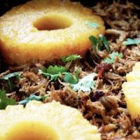 Pressure Cooker Low-FODMAP Citrus Carnitas with pineapple rings