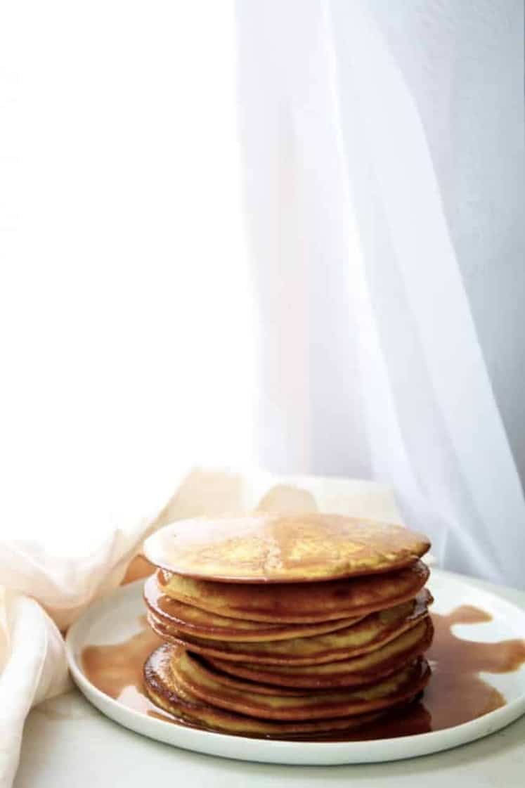 a stack of Low-Carb Pancakes recipe post featured image