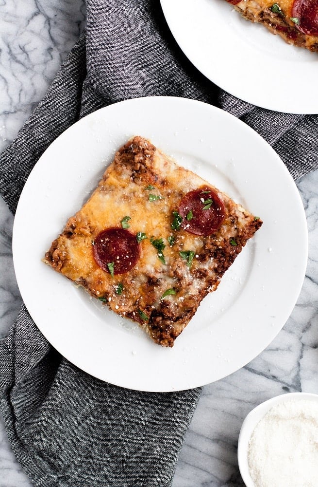 overhead-shot-of-piece-of-baked-Low-Carb-Zucchini-Pizza-Casserole