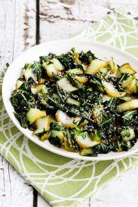 stirfried bok choy with soy sauce and butter