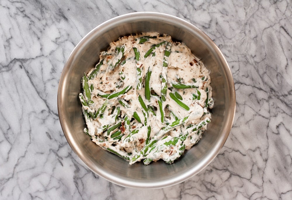stainless-steel-bowl-on-marble-board-for-bacon-green-bean-casserole