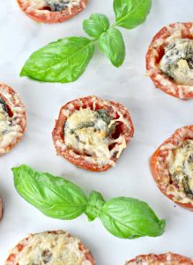 Keto Side Dish Recipes - oven roasted basil parmesan tomatoes