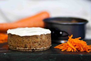 instant pot keto carrot cake beside shredded carrots 