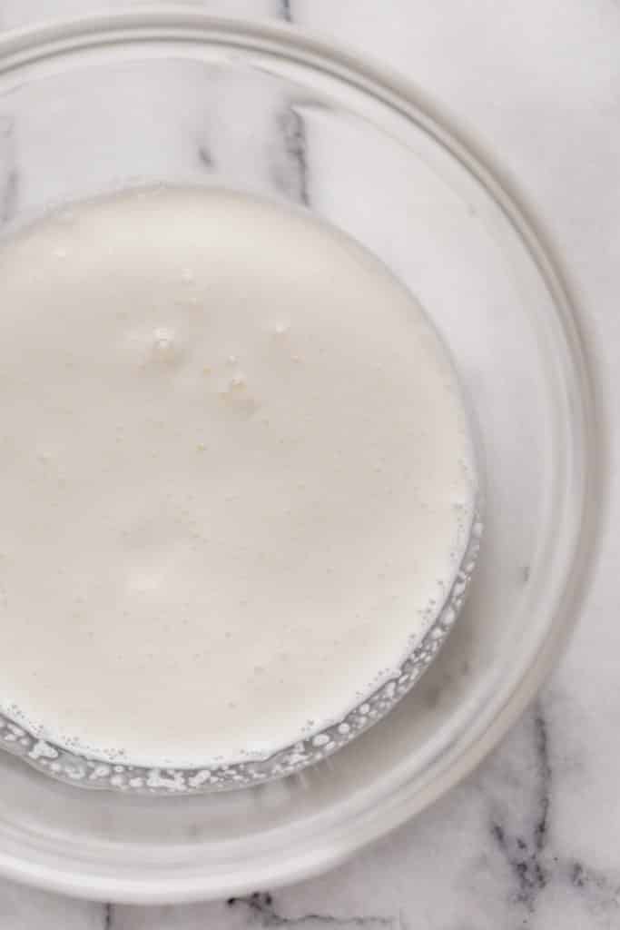 one-fourth cup of heavy cream mixed with monk fruit sweetener