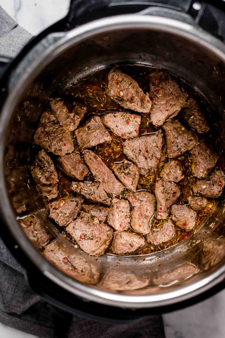 browned meat with spices cooked in an instant pot