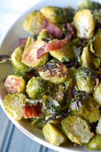 Parmesan Roasted Brussels Sprouts with Bacon