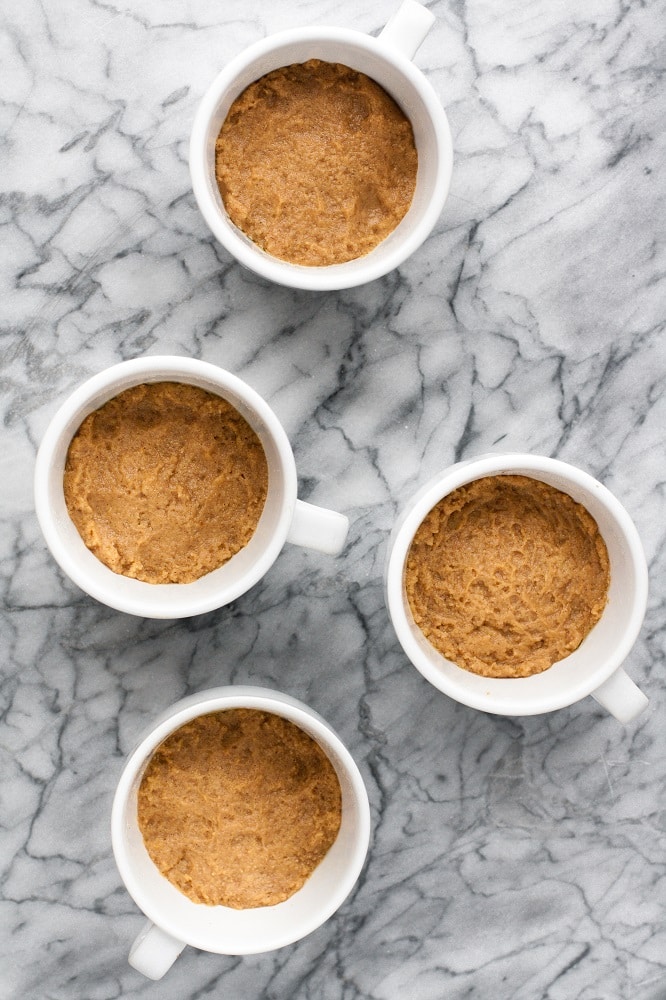 pumpkin pie mixture in a coffee mug