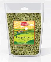 a bag of Sunbest Shelled Unsalted Raw Pumpkin Seeds