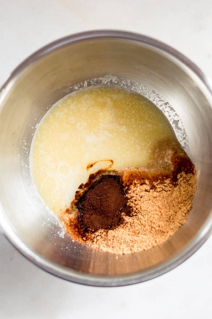 Coconut flour, 1 tbsp monk fruit sweetener and cinnamon with hot water image