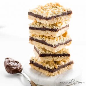 Stack of Sugar-Free Nutella Bars with Spoon of nutella