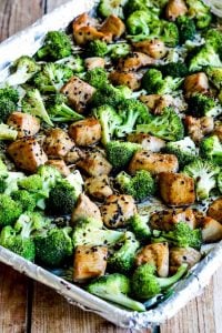 Sheet pan with Sesame Chicken and Broccoli