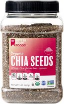 a container full of organic chia seeds