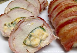 Bacon Wrapped Jalapeno Popper Chicken sliced