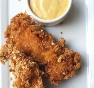 2 Keto Fried Chicken Tenders with sauce