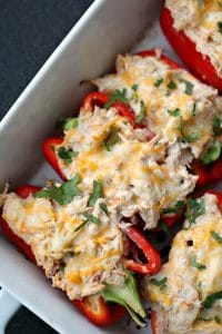 Low-carb creamy chicken stuffed peppers