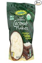 a bag of organic coconut flakes