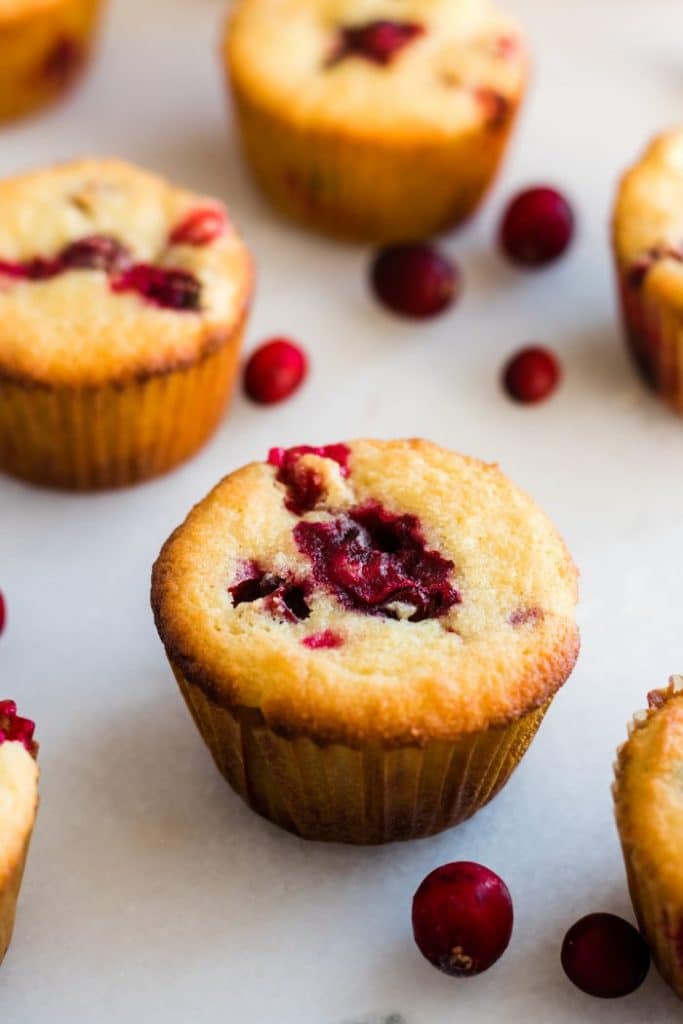 hero shot keto cranberry muffins and cranberries