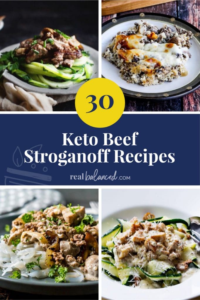 30 Keto Beef Stroganoff Recipes round up pinterest graphic