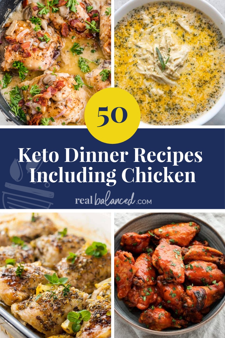 50 Keto Dinner Recipes Including Chicken post pinterest graphic