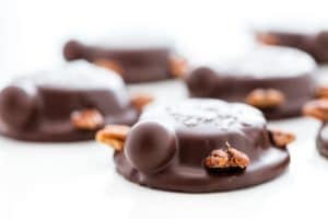 close up image of Keto Turtles on a white surface