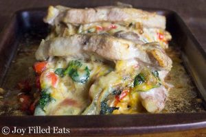 Cheesy Spinach Stuffed Pork Chops