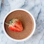 overhead shot of chocolate strawberry panna cotta