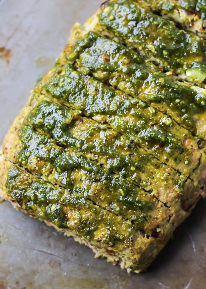 Paleo Pesto Turkey Meatloaf
