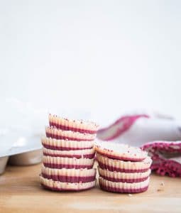 two stacks of White Chocolate Raspberry Fat Bombs 