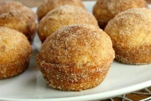 keto classic cinnamon sugar muffins on a plate