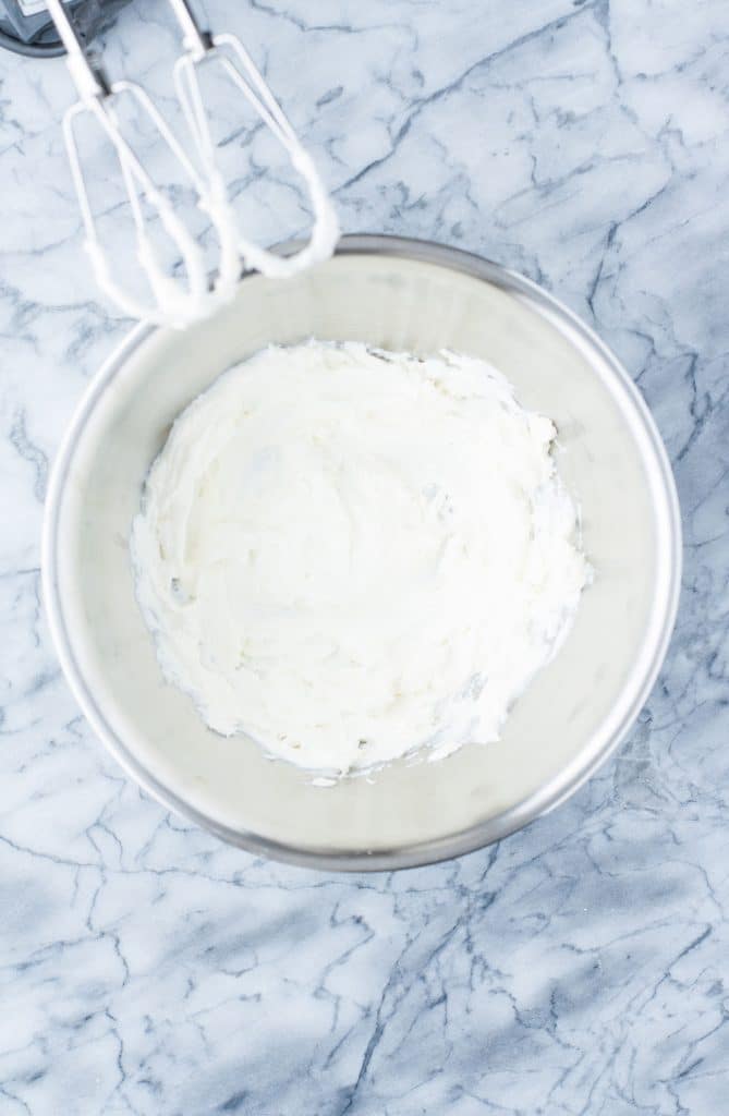 cream cheese whipped with an electric mixer 