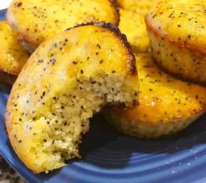 gluten free keto ricotta lemon poppyseed muffins
