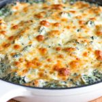 close up of pepper jack cheese spinach dip