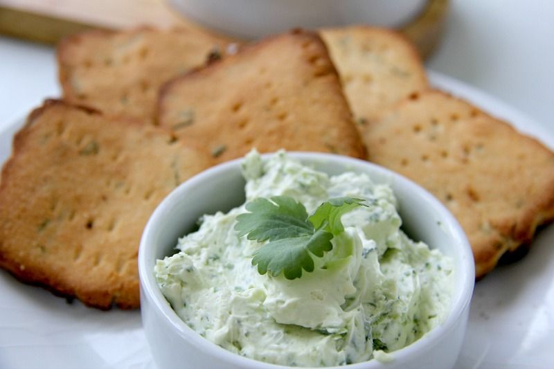 jalapeño cream cheese dip served with low carb crackers