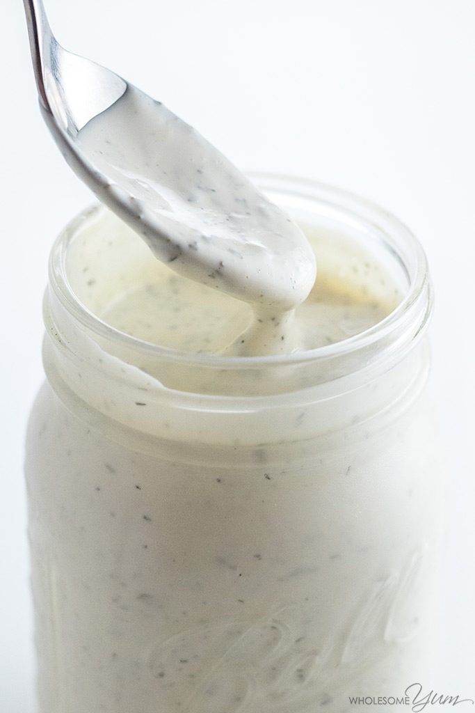low carb keto ranch dressing in a ball jar