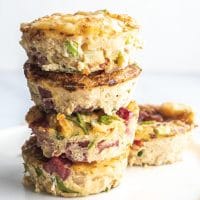 a stack of baked keto breakfast muffins