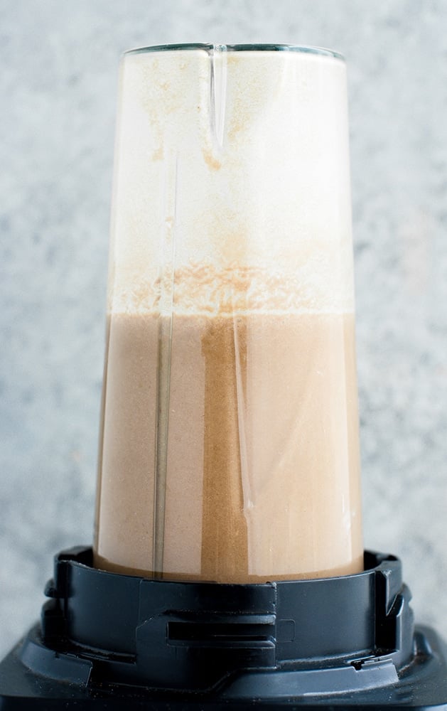 chocolate smoothie mixed until smooth in a high speed blender