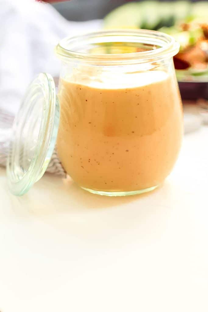 homemade southwest ranch dressing in a glass jar