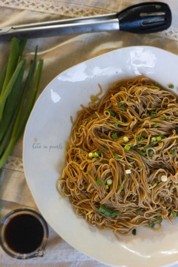 keto lo mein with chives on top