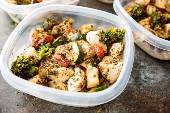 Italian chicken meal prep bowls in meal prep containers