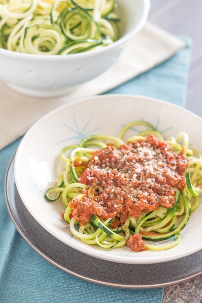low carb creamy bolognese with zucchini noodles