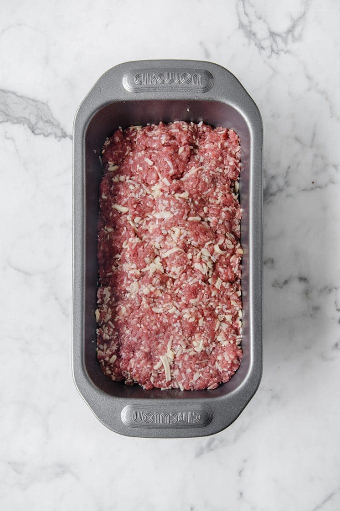 meatloaf mixture in a oiled loaf pan