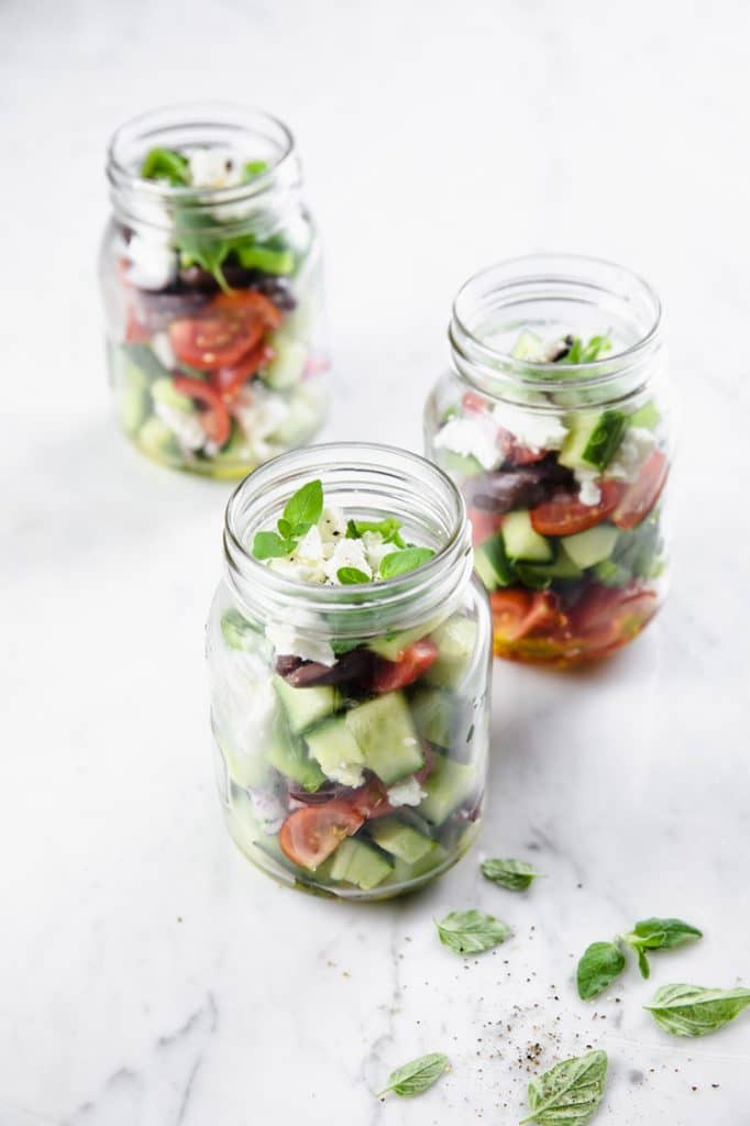 Low Carb Greek Salad Meal Prep Jars