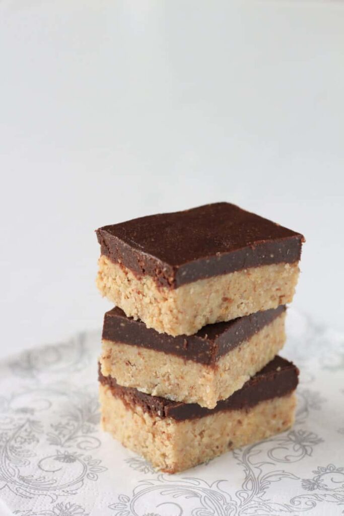 3 homemade protein bars stacked together