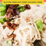 Keto Creamy Garlic Chicken Freezer Meal coral colored Pinterest pin image