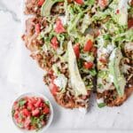 hero shot of keto fathead taco pizza