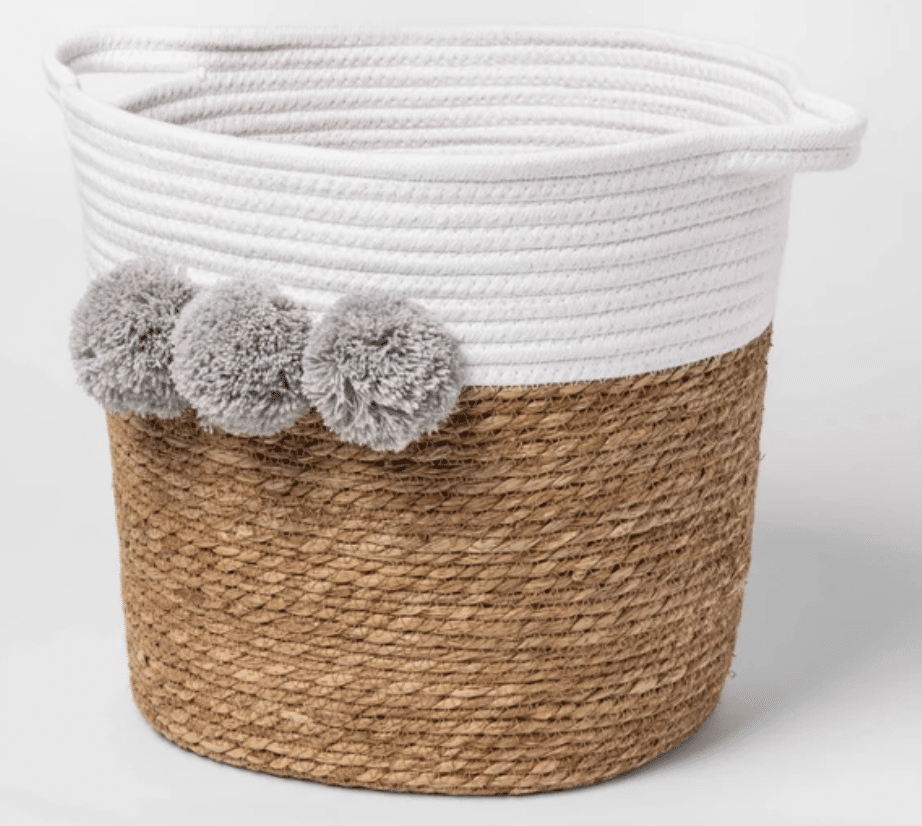 Decorative rope basket for baby nursery