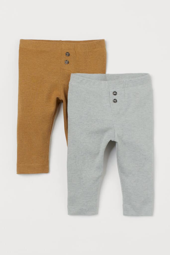 2-pair Gender Neutral H&M baby leggings in orange and gray