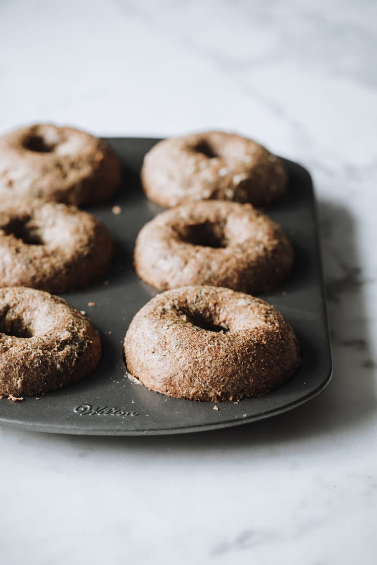 nut-free keto bagels featured image on baking tray