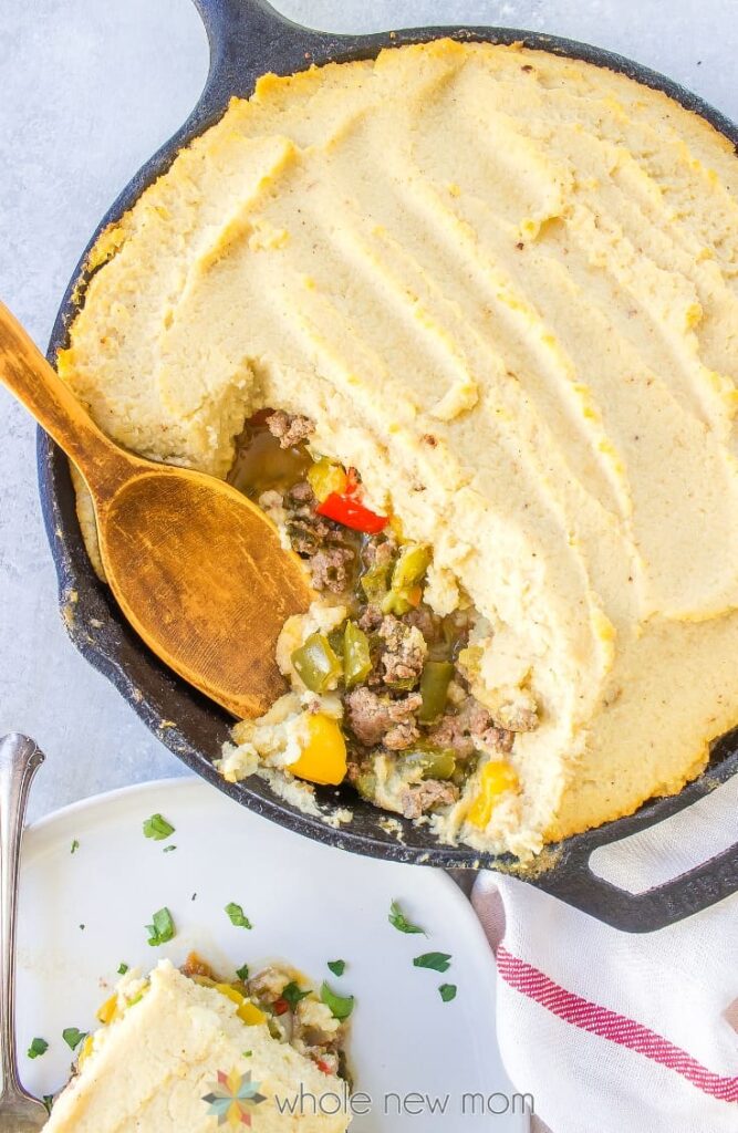 keto shepherd's pie on a pan for St. Patrick's Day Keto Recipes Roundup